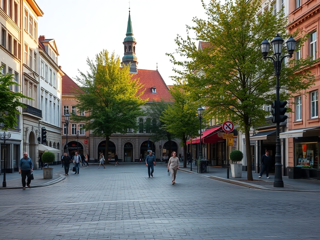 Mapa infrastruktury miasta Zielona Góra z zaznaczonymi sklepami, restauracjami i placówkami zdrowia